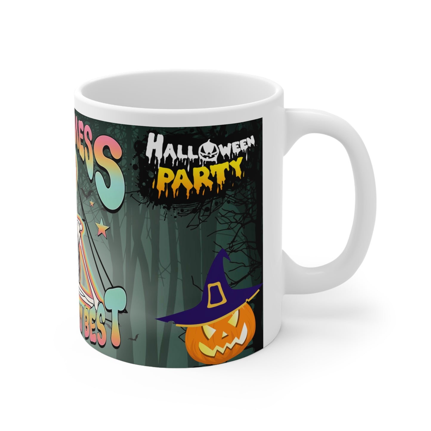 Bit of a Mess But Doin' My Best Ceramic Mug — Cute Skeleton & Ghost Halloween Coffee Cup