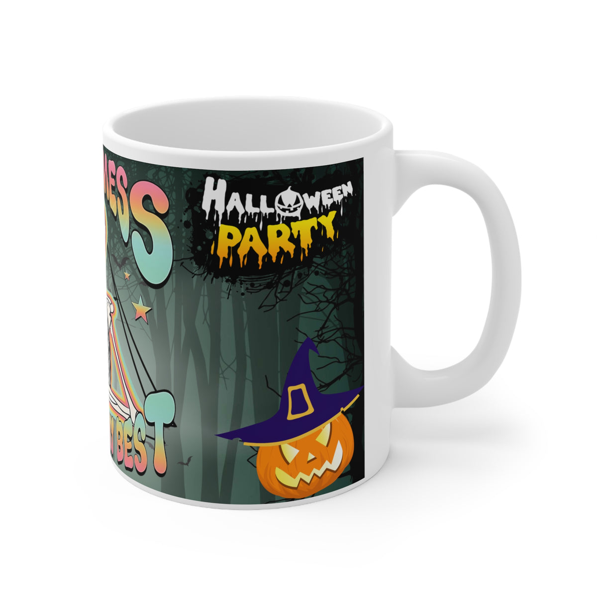 Bit of a Mess But Doin' My Best Ceramic Mug — Cute Skeleton & Ghost Halloween Coffee Cup