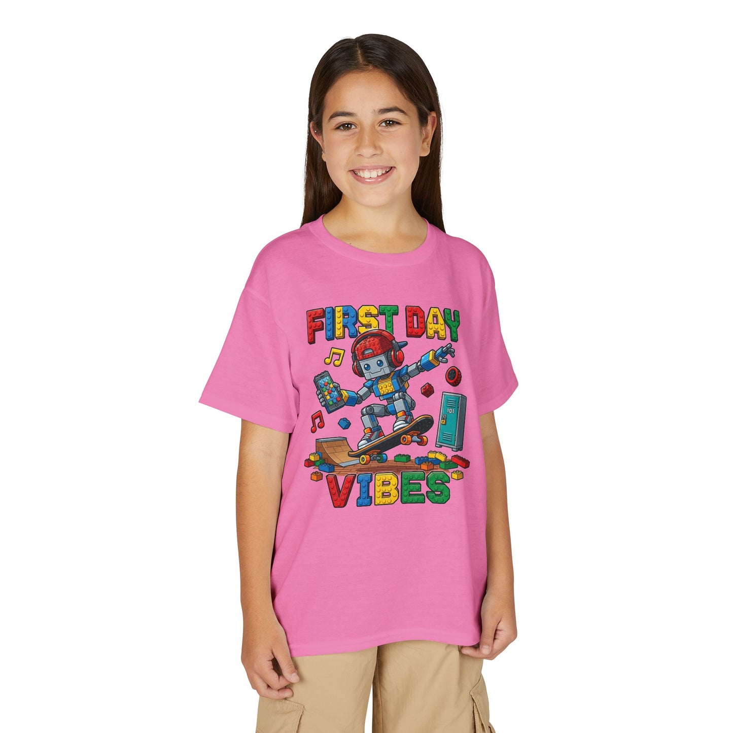 "First Day Vibes" Skateboard Robot Youth Tee