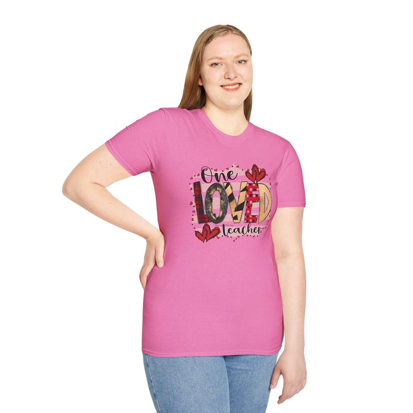 One Loved Teacher T-Shirt — Cute Plaid & Hearts Teacher Appreciation Tee