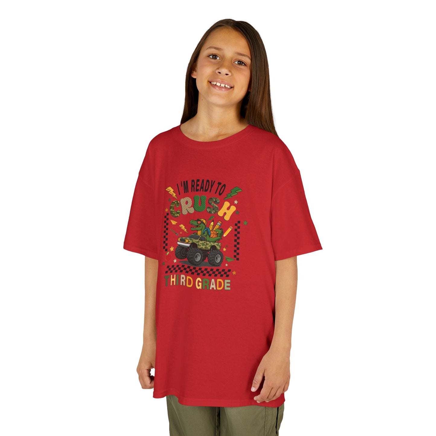 Kids Tee — “Ready to Crush Third Grade” Monster Truck Back-to-School Shirt
