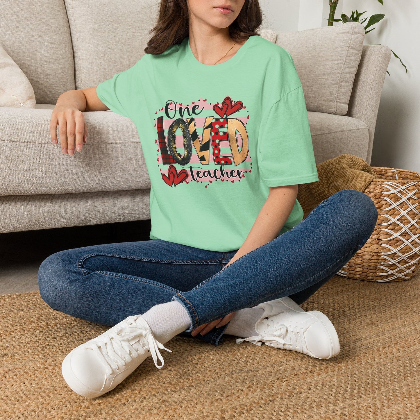 One Loved Teacher T-Shirt — Cute Plaid & Hearts Teacher Appreciation Tee