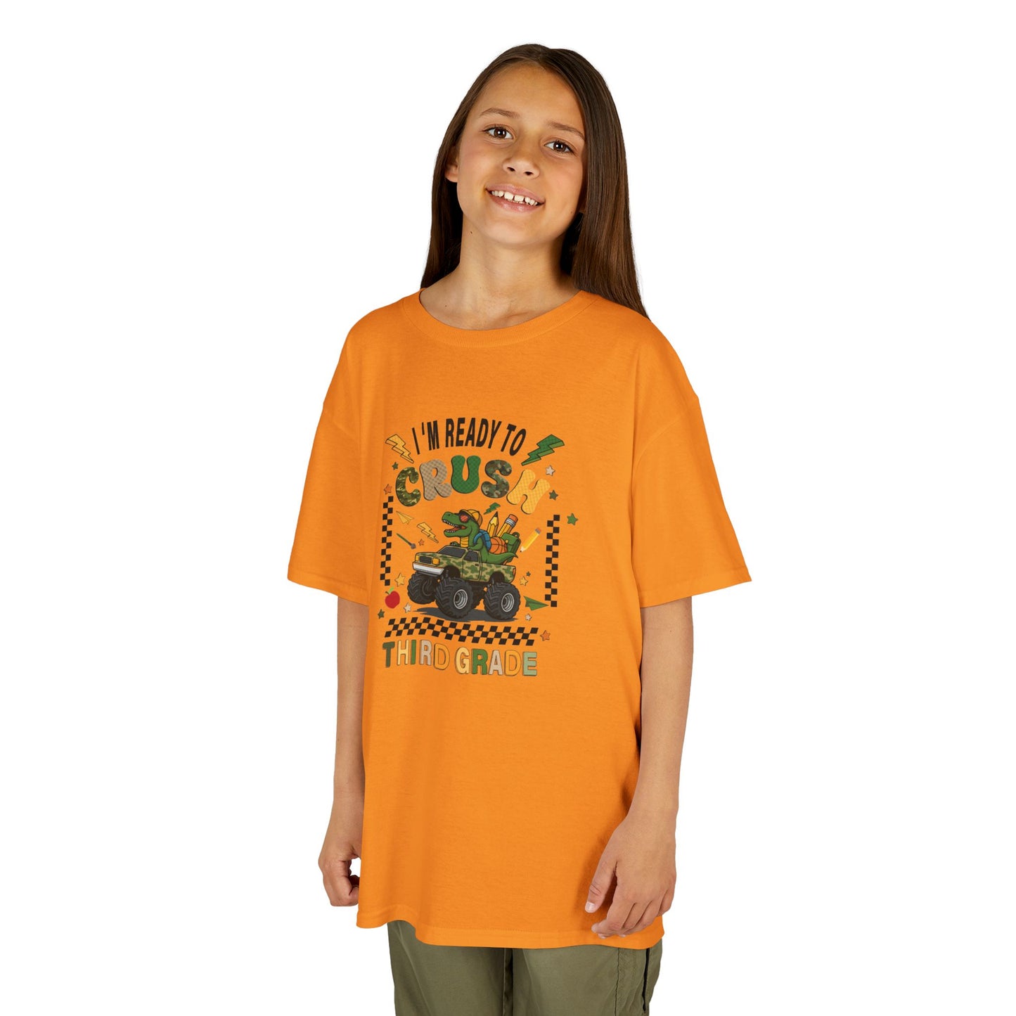Kids Tee — “Ready to Crush Third Grade” Monster Truck Back-to-School Shirt