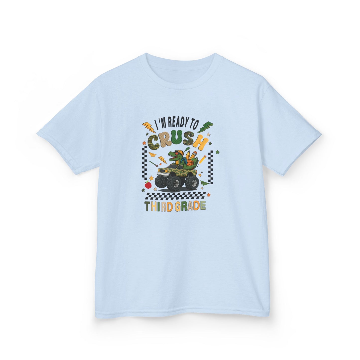 Kids Tee — “Ready to Crush Third Grade” Monster Truck Back-to-School Shirt
