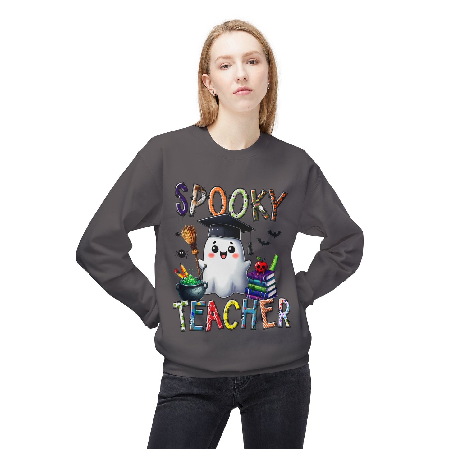 Spooky Teacher Sweatshirt – Halloween Ghost Teacher Crewneck