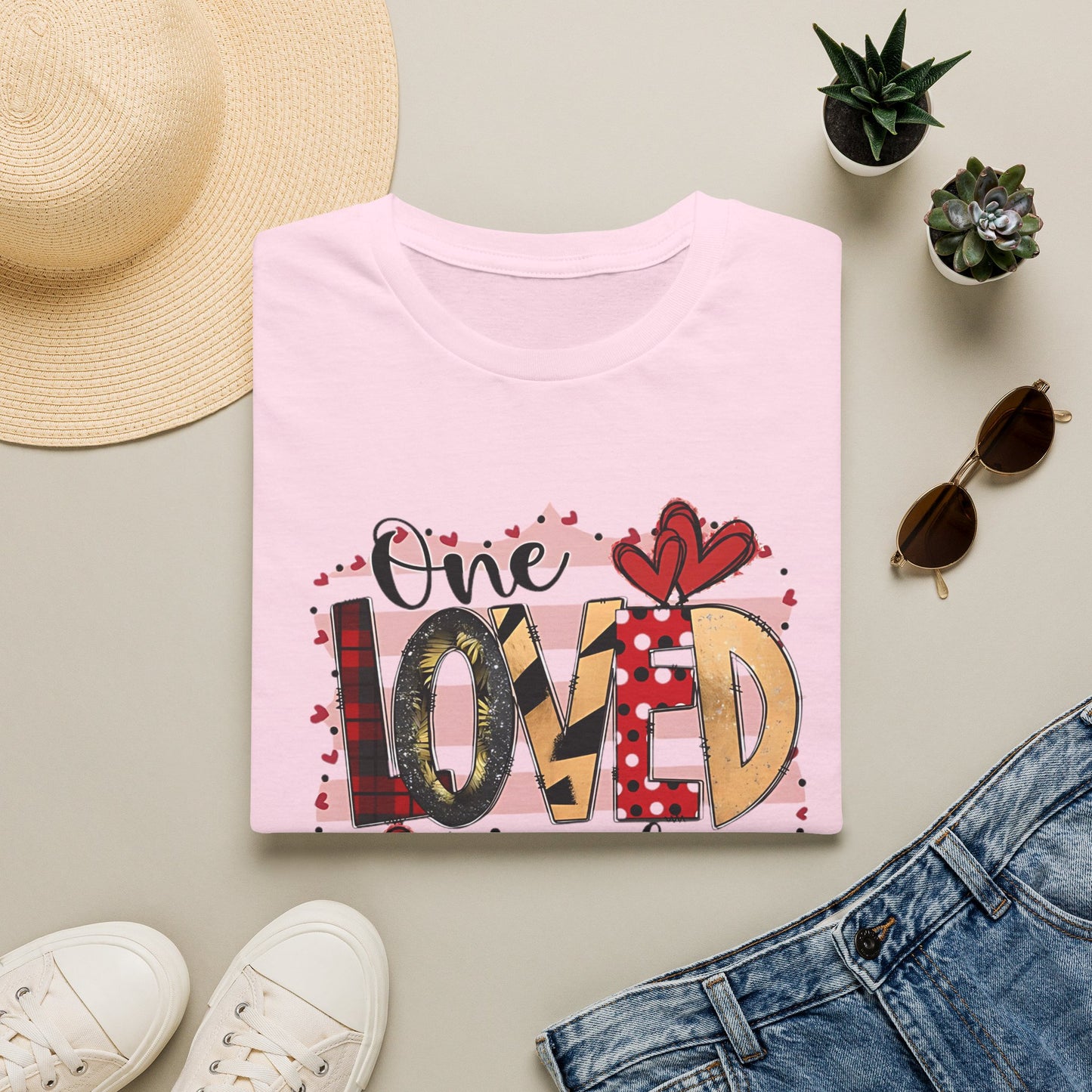One Loved Teacher T-Shirt — Cute Plaid & Hearts Teacher Appreciation Tee