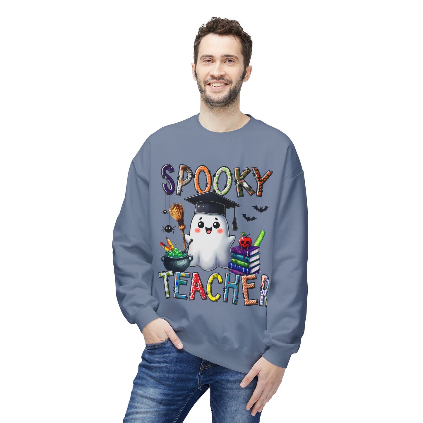 Spooky Teacher Sweatshirt – Halloween Ghost Teacher Crewneck