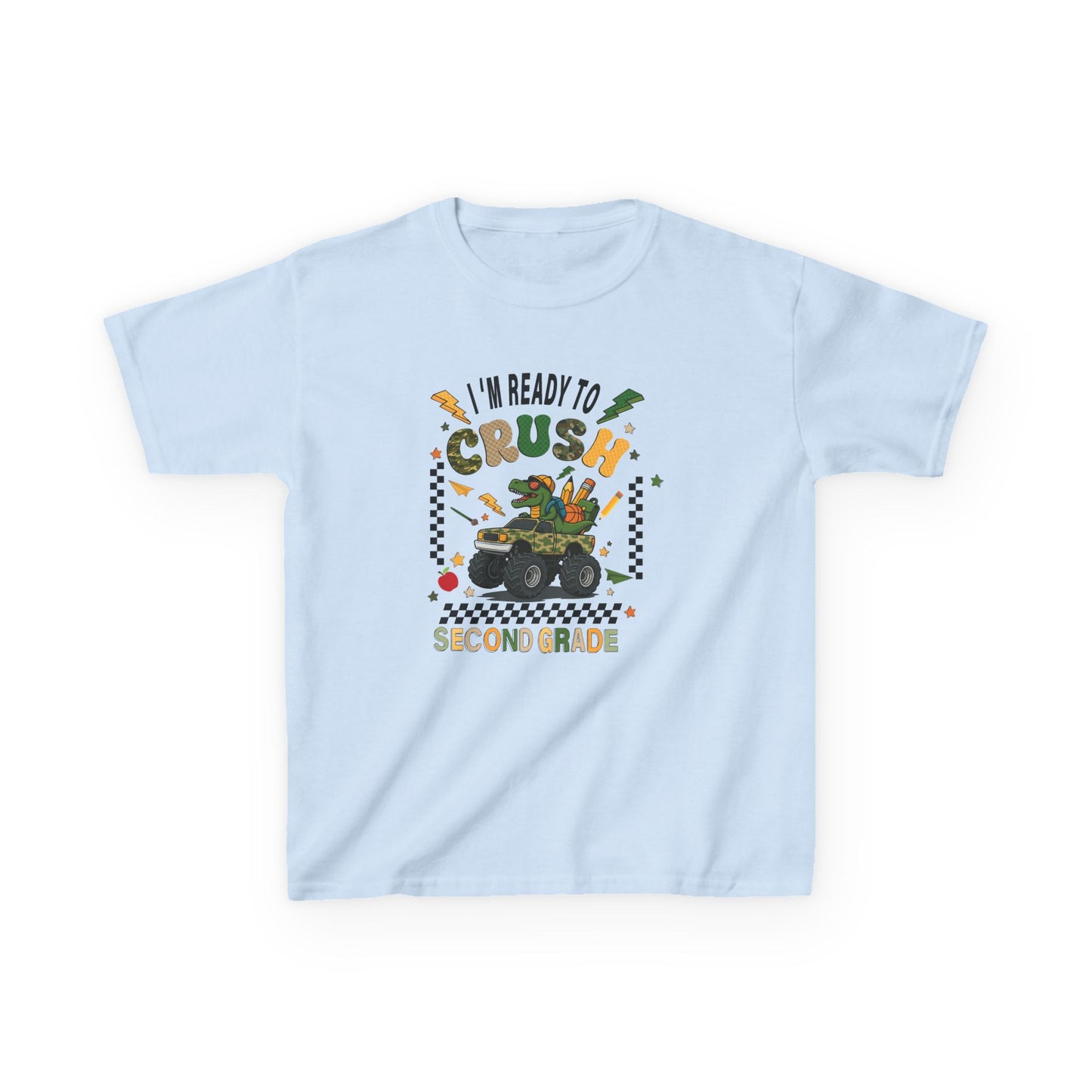 Kids Tee — "I'm Ready to Crush Second Grade" Monster Truck Back-to-School Shirt