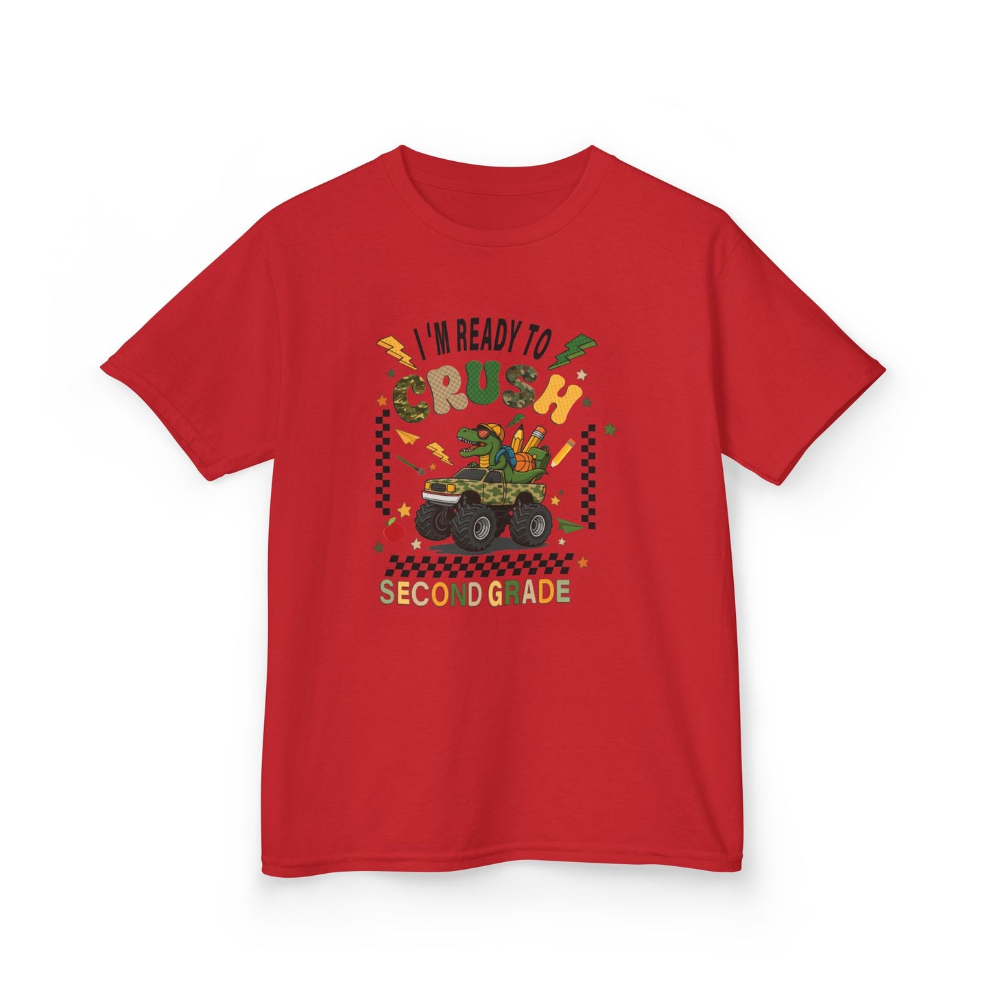Kids Tee — "I'm Ready to Crush Second Grade" Monster Truck Back-to-School Shirt