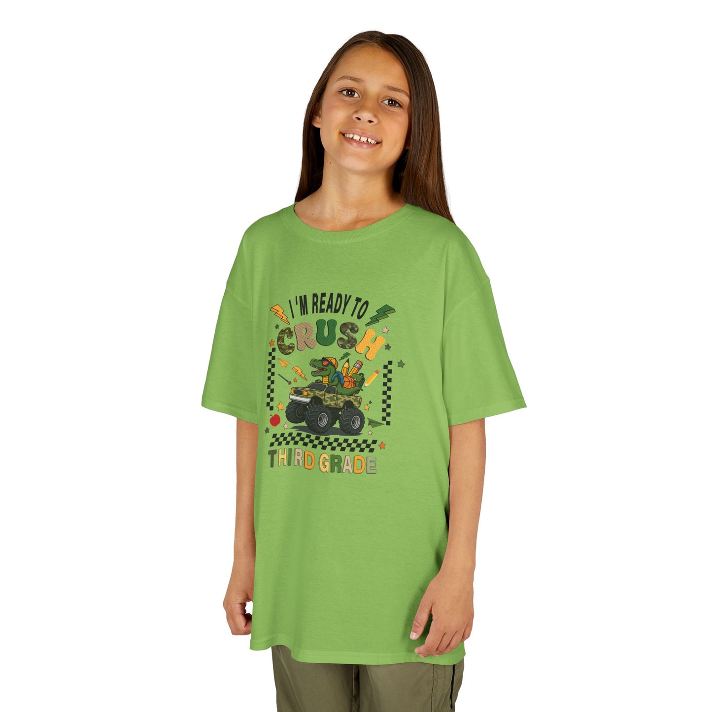 Kids Tee — “Ready to Crush Third Grade” Monster Truck Back-to-School Shirt
