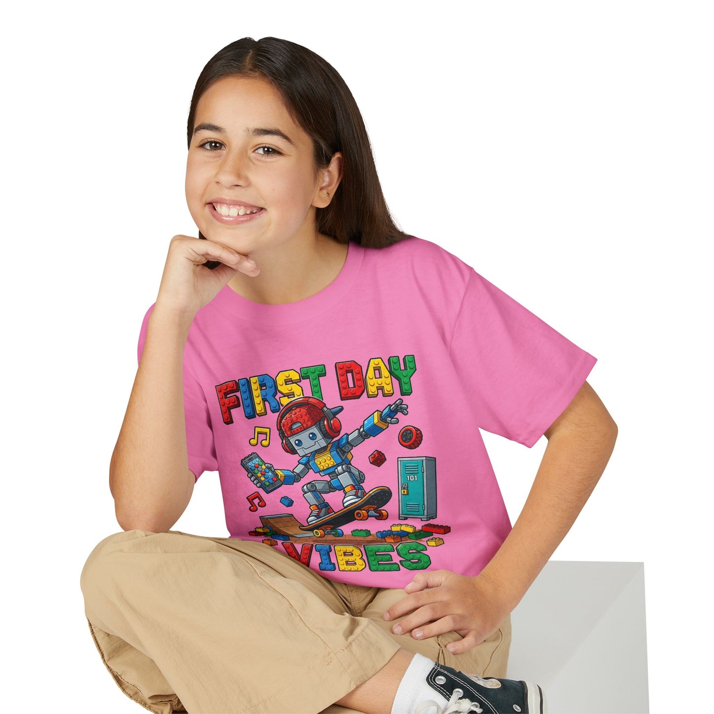 "First Day Vibes" Skateboard Robot Youth Tee