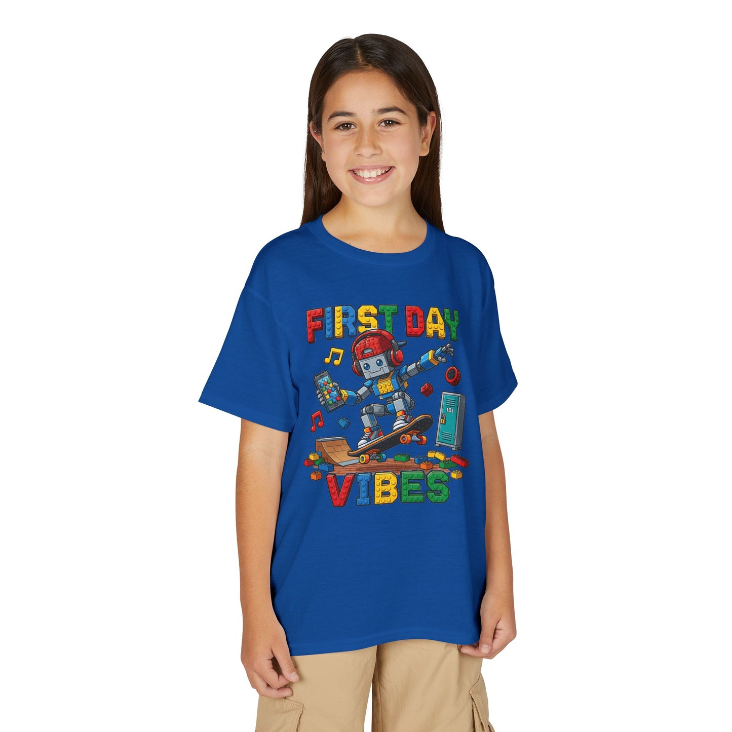 "First Day Vibes" Skateboard Robot Youth Tee