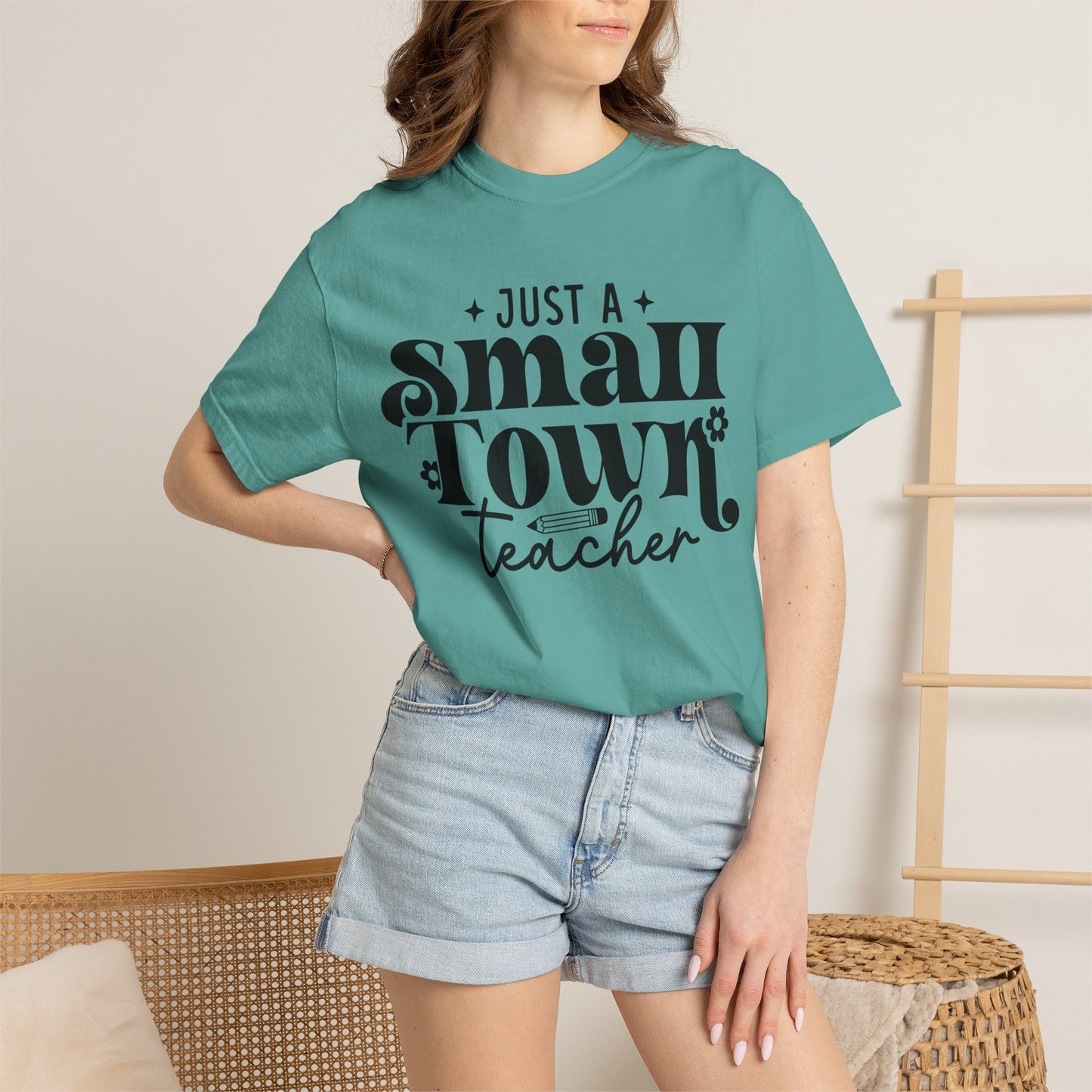Just a Small Town Teacher T-Shirt — Retro Script Teacher Gift