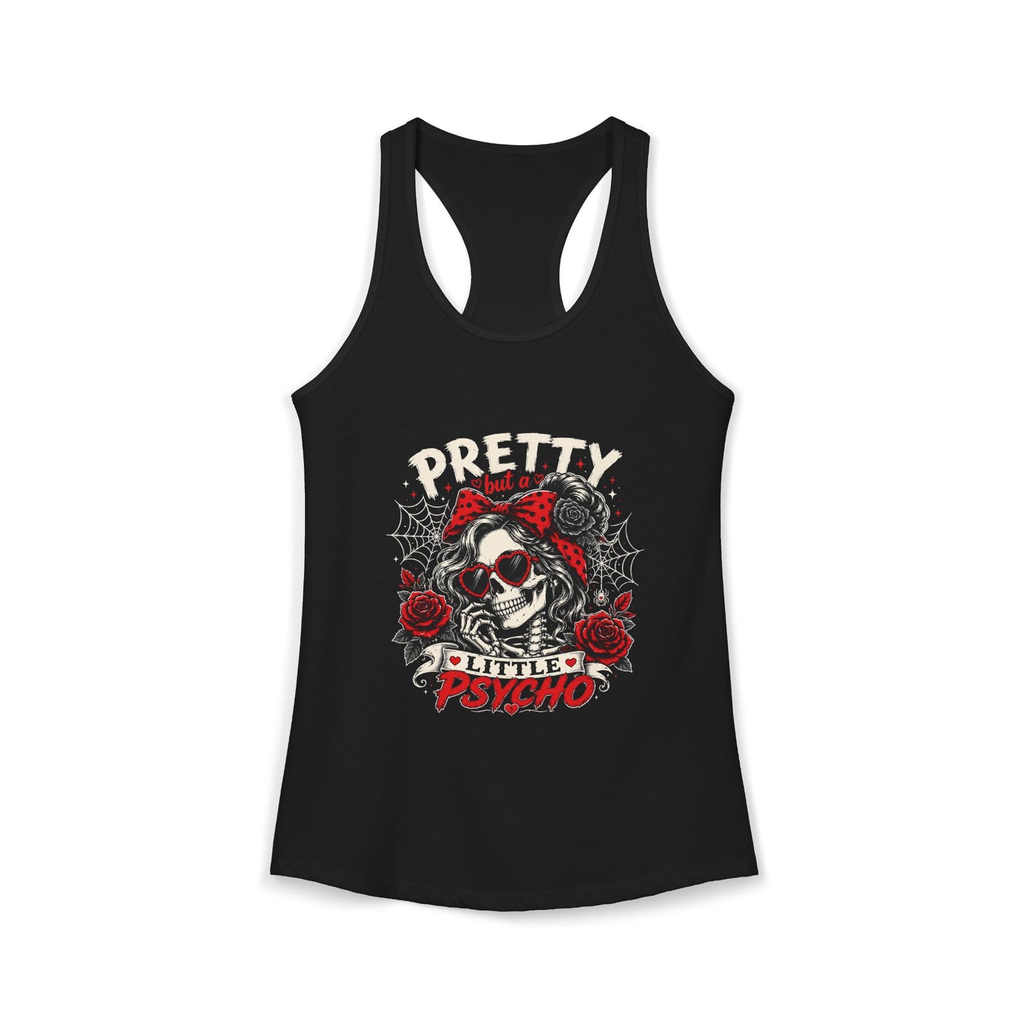 Pretty But A Little Psycho Skeleton Tank Top — Women's Racerback
