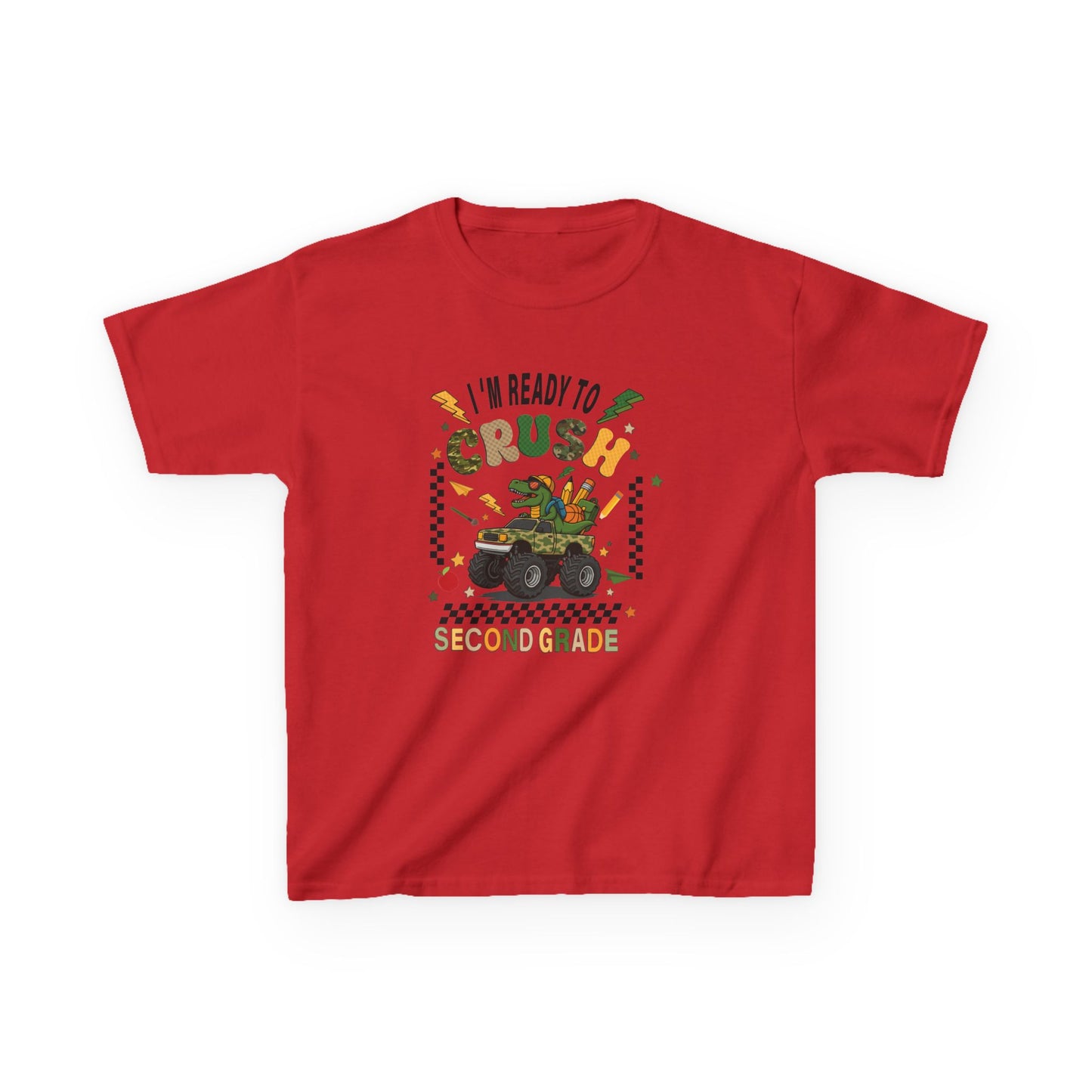 Kids Tee — "I'm Ready to Crush Second Grade" Monster Truck Back-to-School Shirt