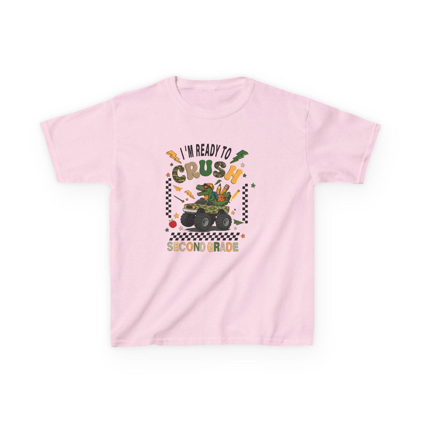 Kids Tee — "I'm Ready to Crush Second Grade" Monster Truck Back-to-School Shirt