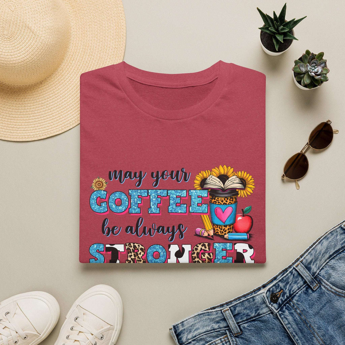 “May Your Coffee Be Always Stronger Than Your Students” Teacher Shirt- Unisex
