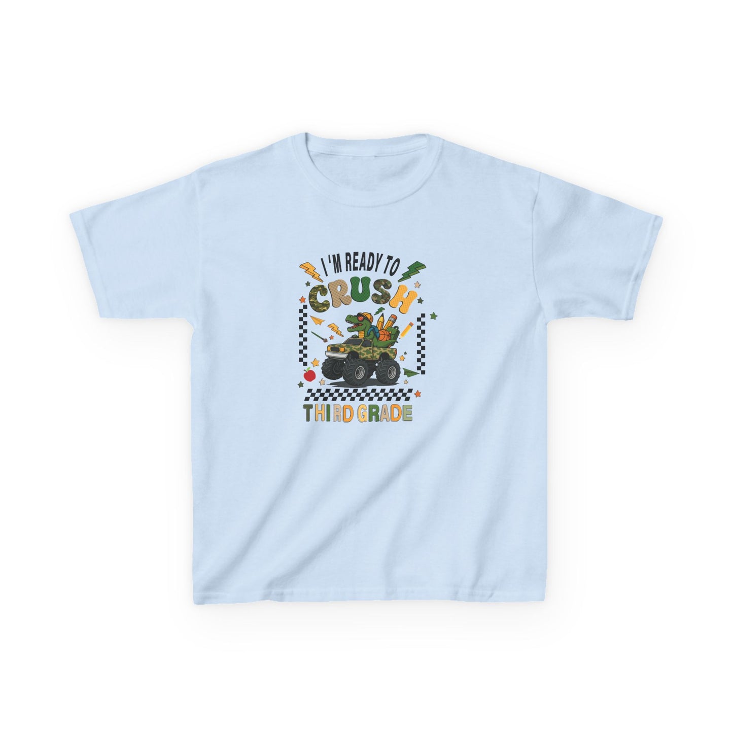 Kids Tee — “Ready to Crush Third Grade” Monster Truck Back-to-School Shirt