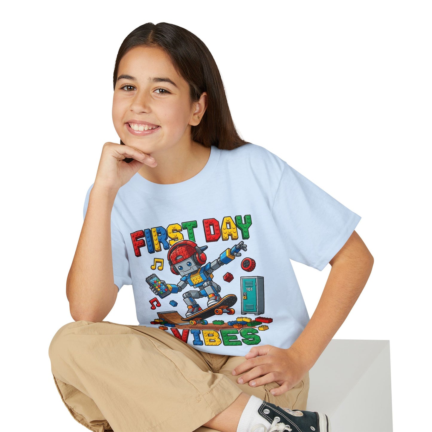 "First Day Vibes" Skateboard Robot Youth Tee