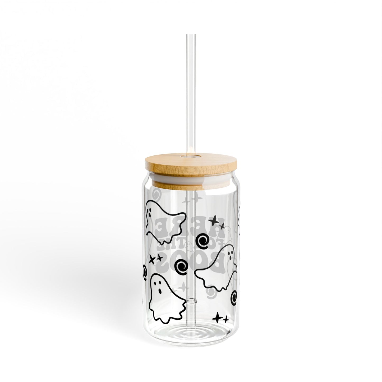 Here for the Boos Glass Sipper – 16oz Halloween Ghost Straw Cup