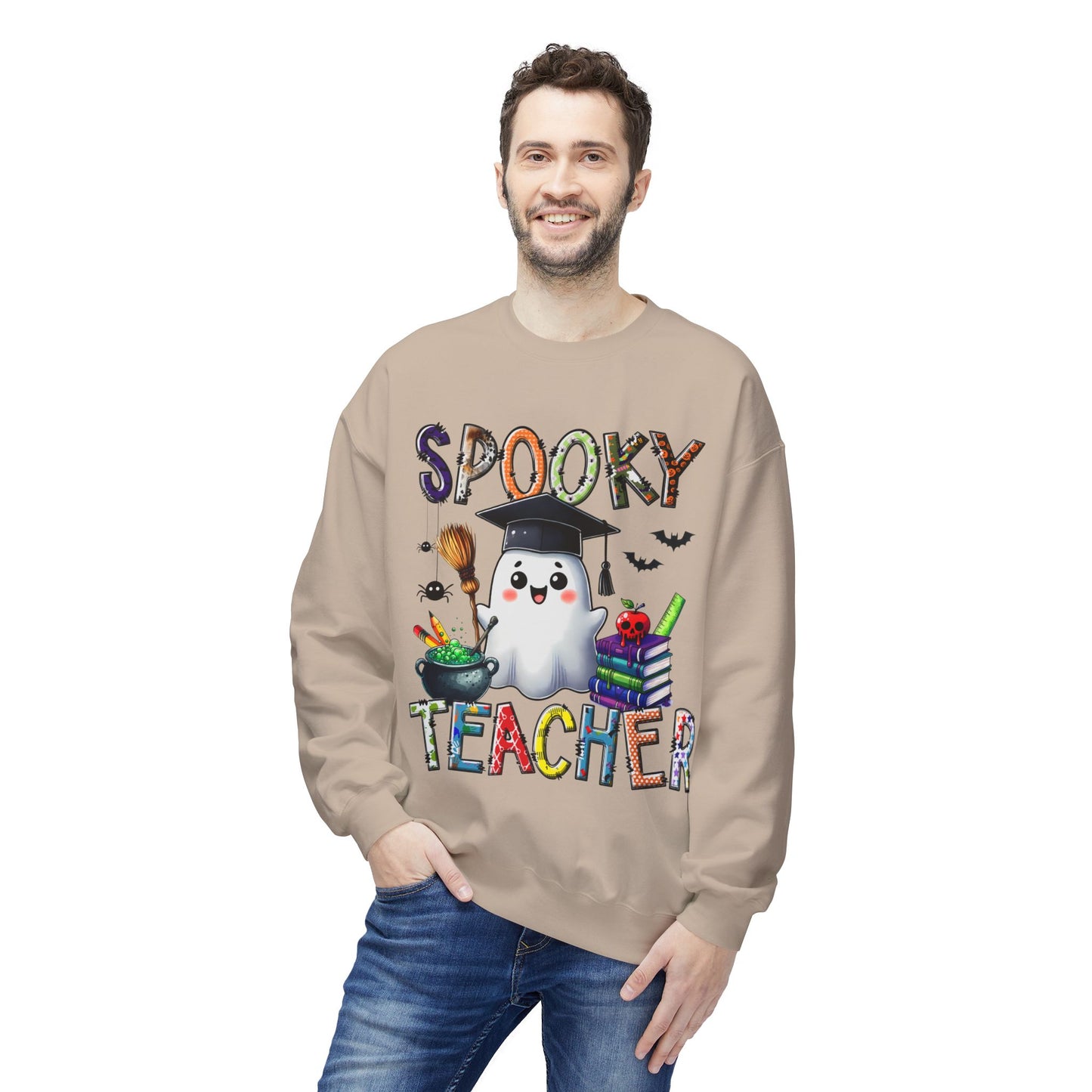 Spooky Teacher Sweatshirt – Halloween Ghost Teacher Crewneck