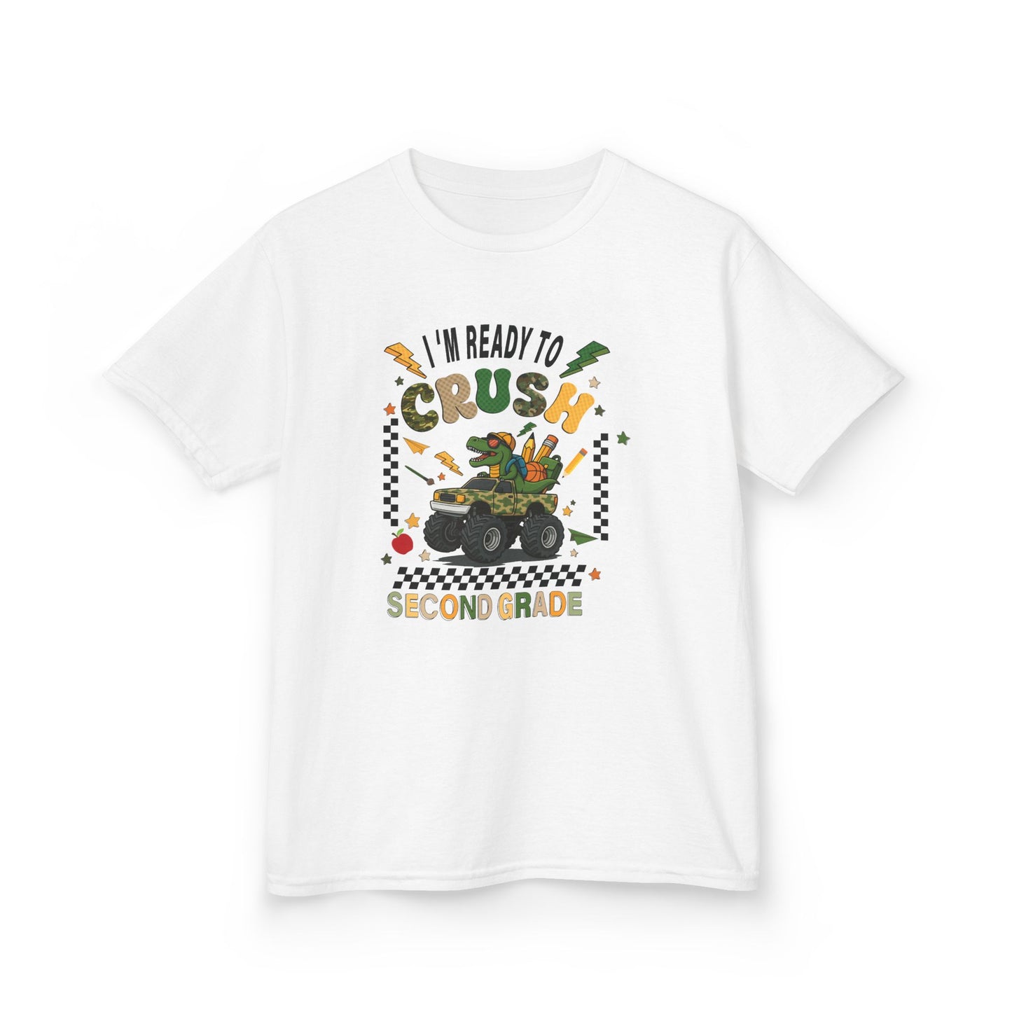 Kids Tee — "I'm Ready to Crush Second Grade" Monster Truck Back-to-School Shirt