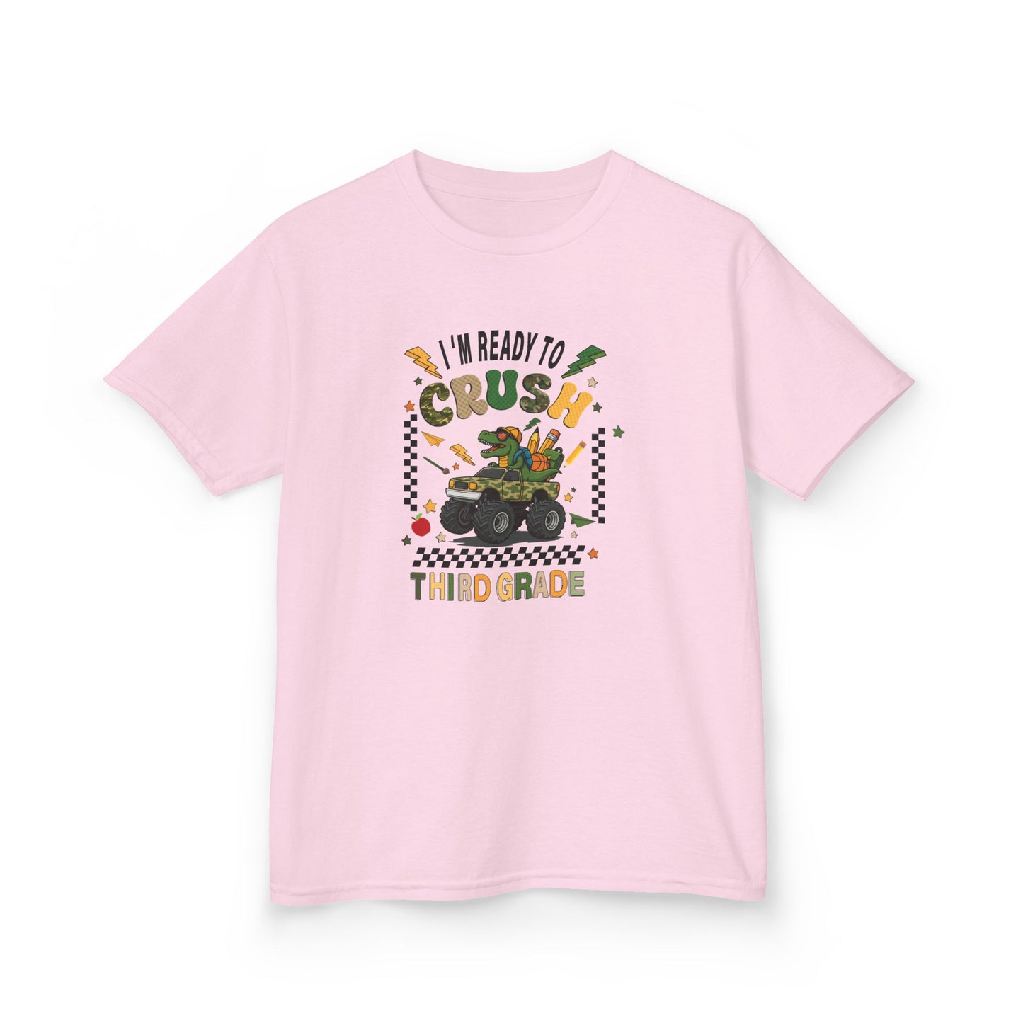 Kids Tee — “Ready to Crush Third Grade” Monster Truck Back-to-School Shirt