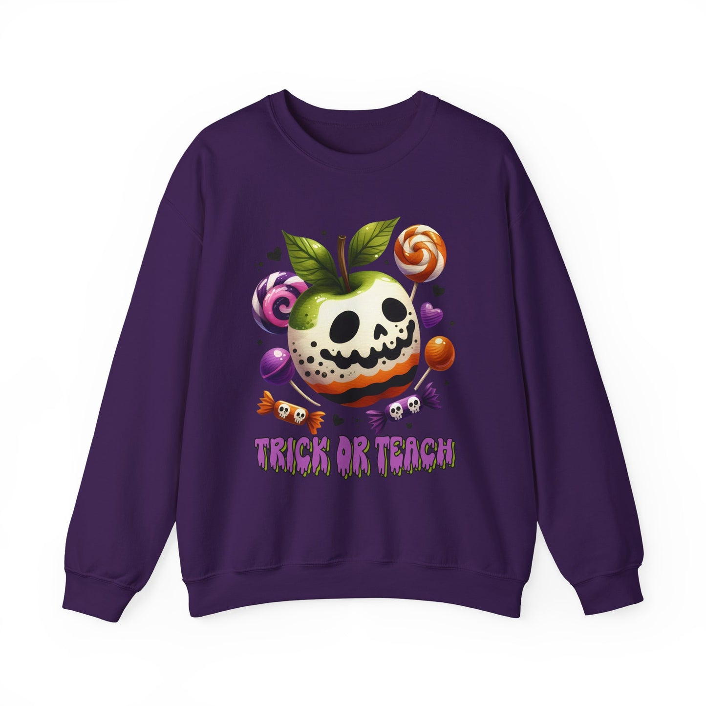 Trick or Teach Teacher Sweatshirt — Candy Apple “Trick or Treat” Crewneck