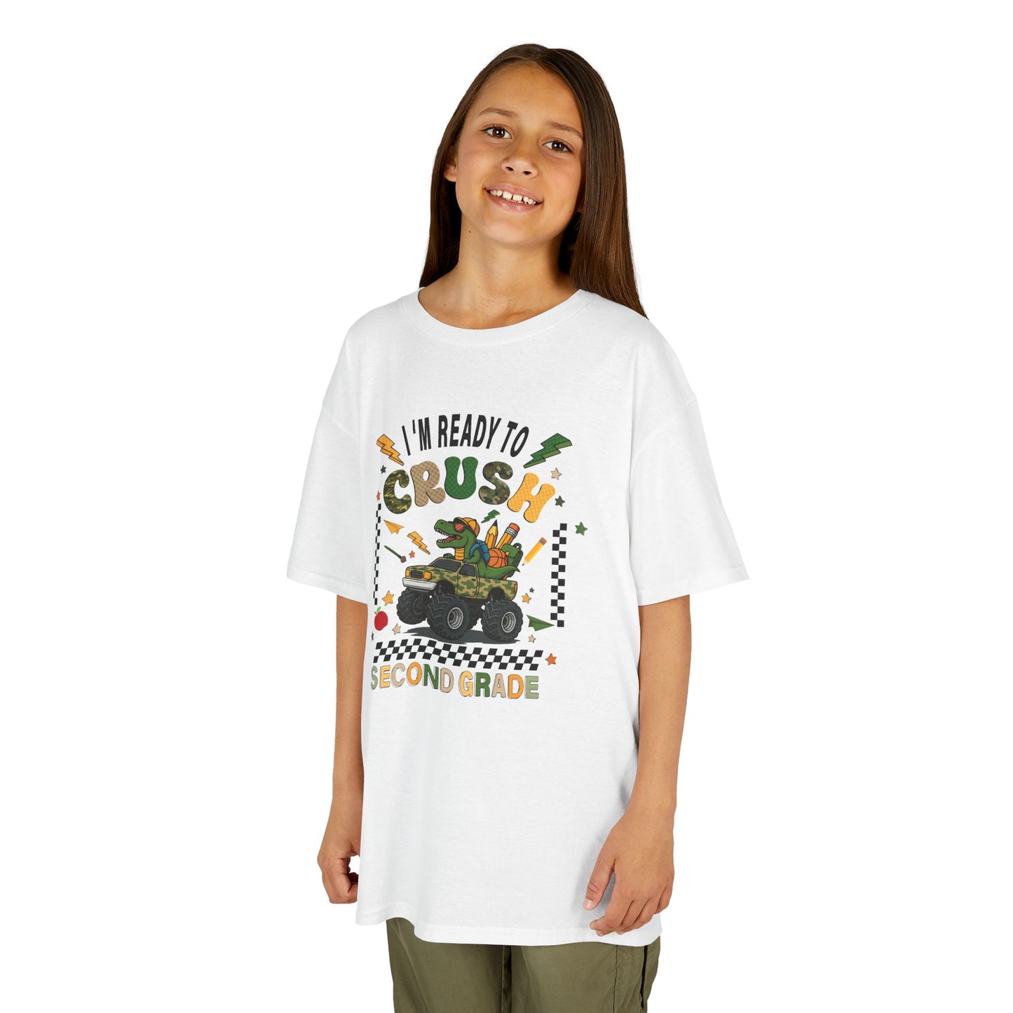 Kids Tee — "I'm Ready to Crush Second Grade" Monster Truck Back-to-School Shirt