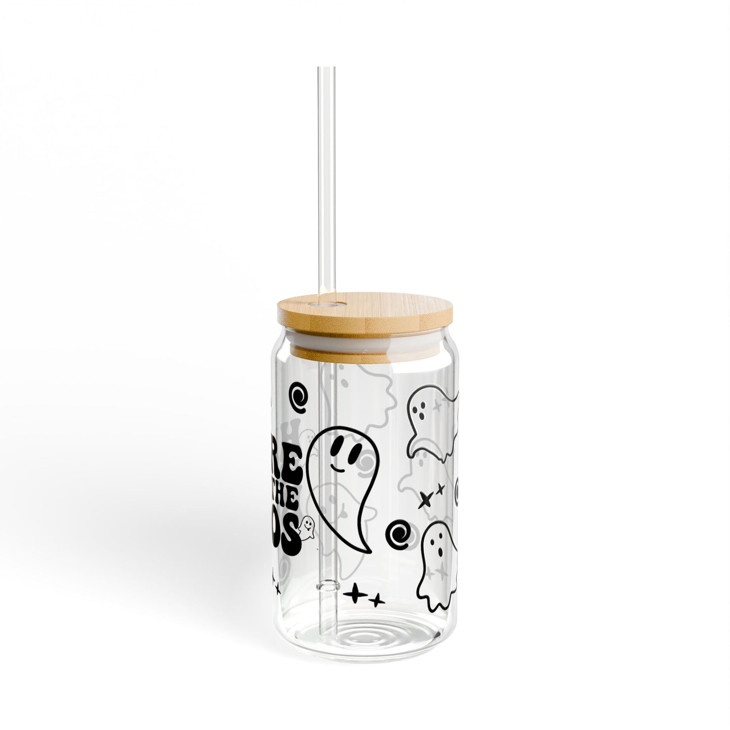 Here for the Boos Glass Sipper – 16oz Halloween Ghost Straw Cup
