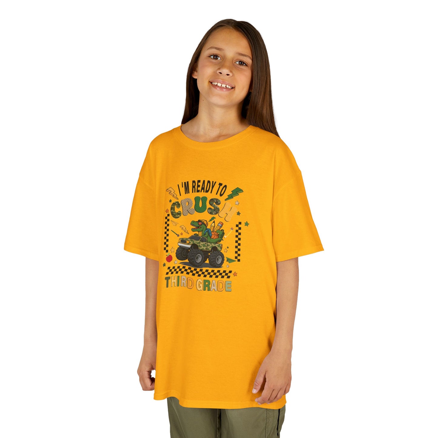 Kids Tee — “Ready to Crush Third Grade” Monster Truck Back-to-School Shirt