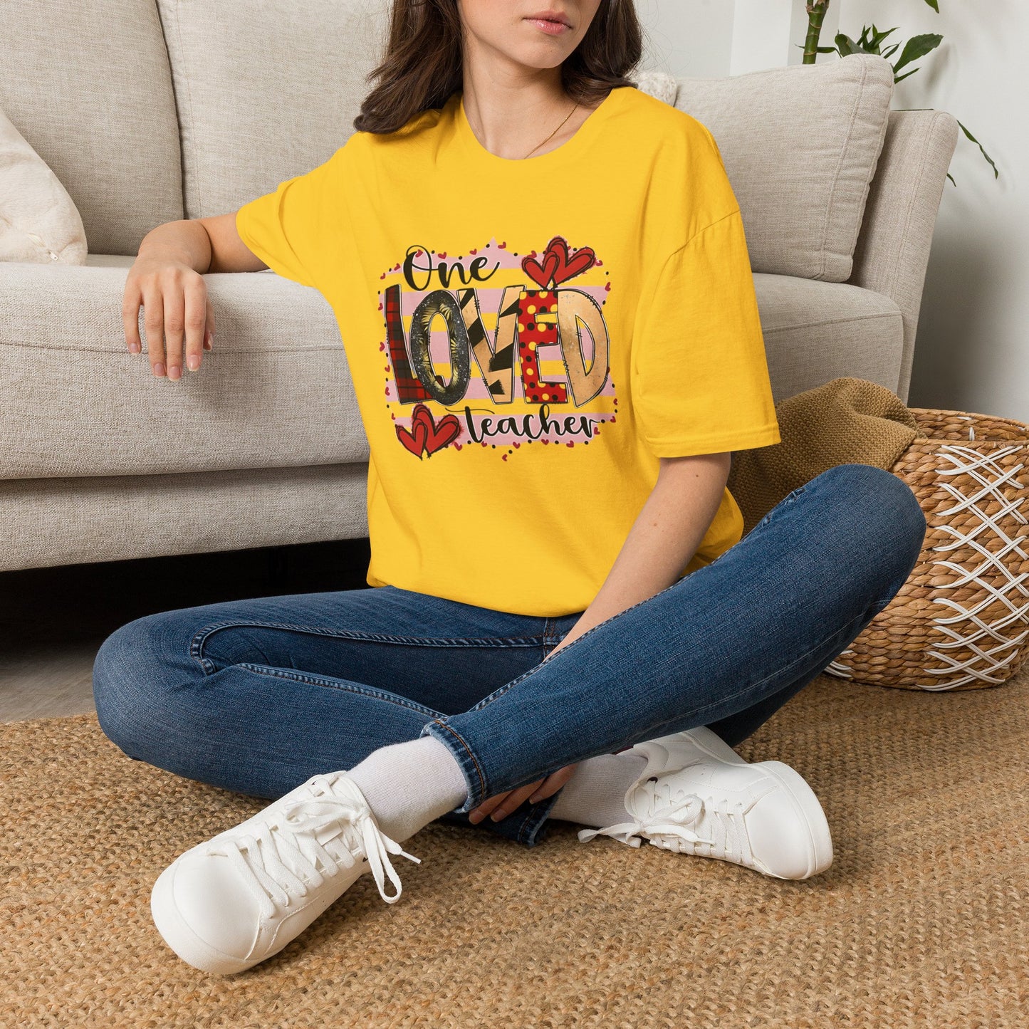 One Loved Teacher T-Shirt — Cute Plaid & Hearts Teacher Appreciation Tee