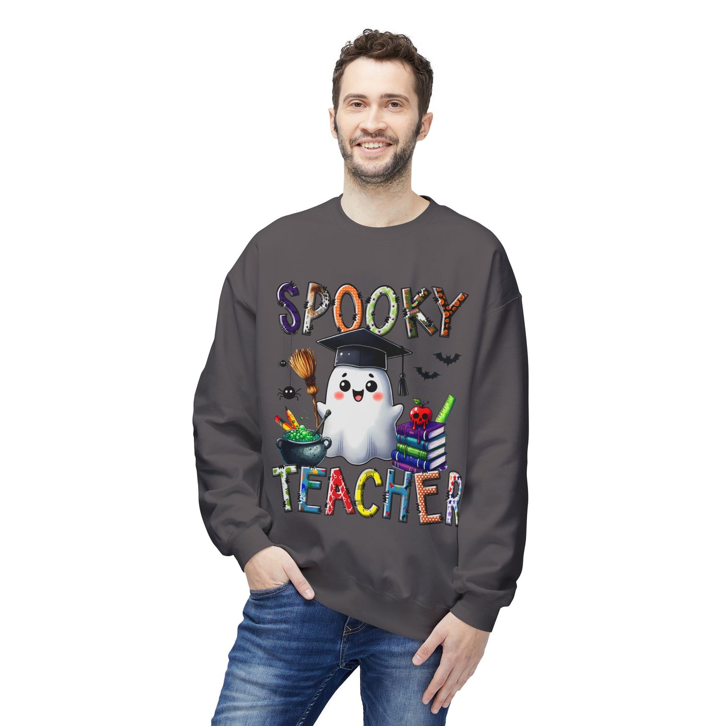 Spooky Teacher Sweatshirt – Halloween Ghost Teacher Crewneck