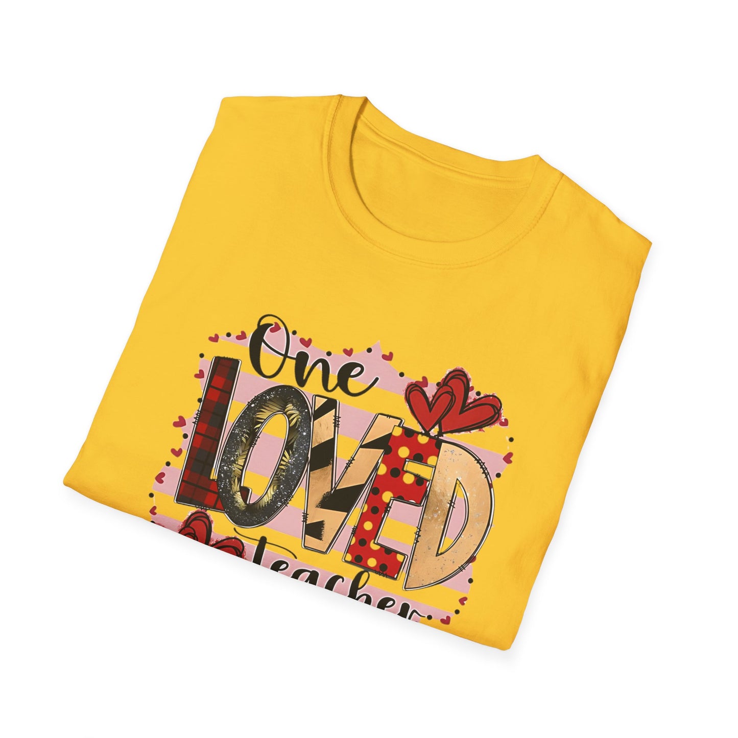 One Loved Teacher T-Shirt — Cute Plaid & Hearts Teacher Appreciation Tee
