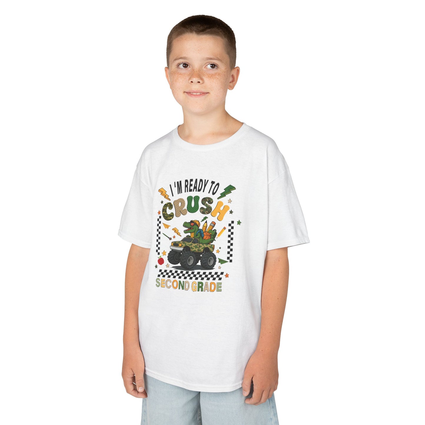 Kids Tee — "I'm Ready to Crush Second Grade" Monster Truck Back-to-School Shirt