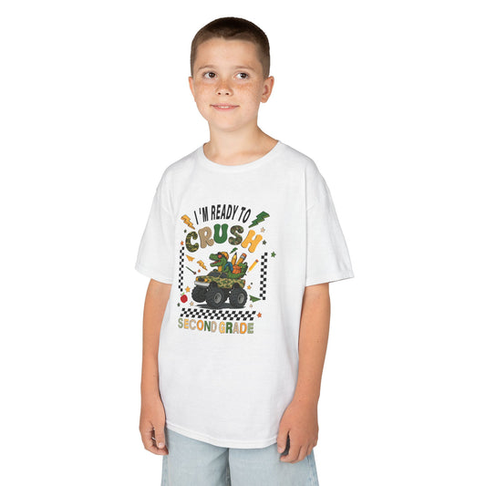 Kids Tee — "I'm Ready to Crush Second Grade" Monster Truck Back-to-School Shirt