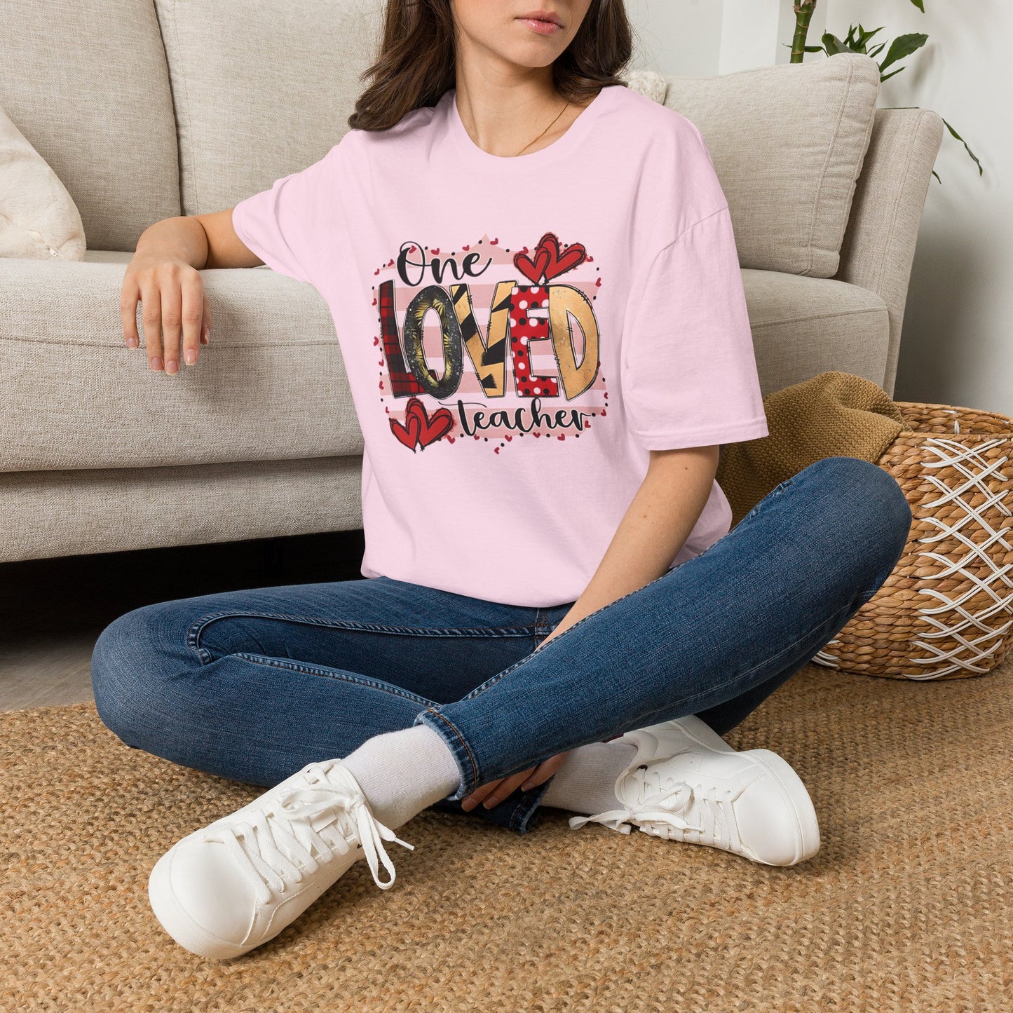 One Loved Teacher T-Shirt — Cute Plaid & Hearts Teacher Appreciation Tee