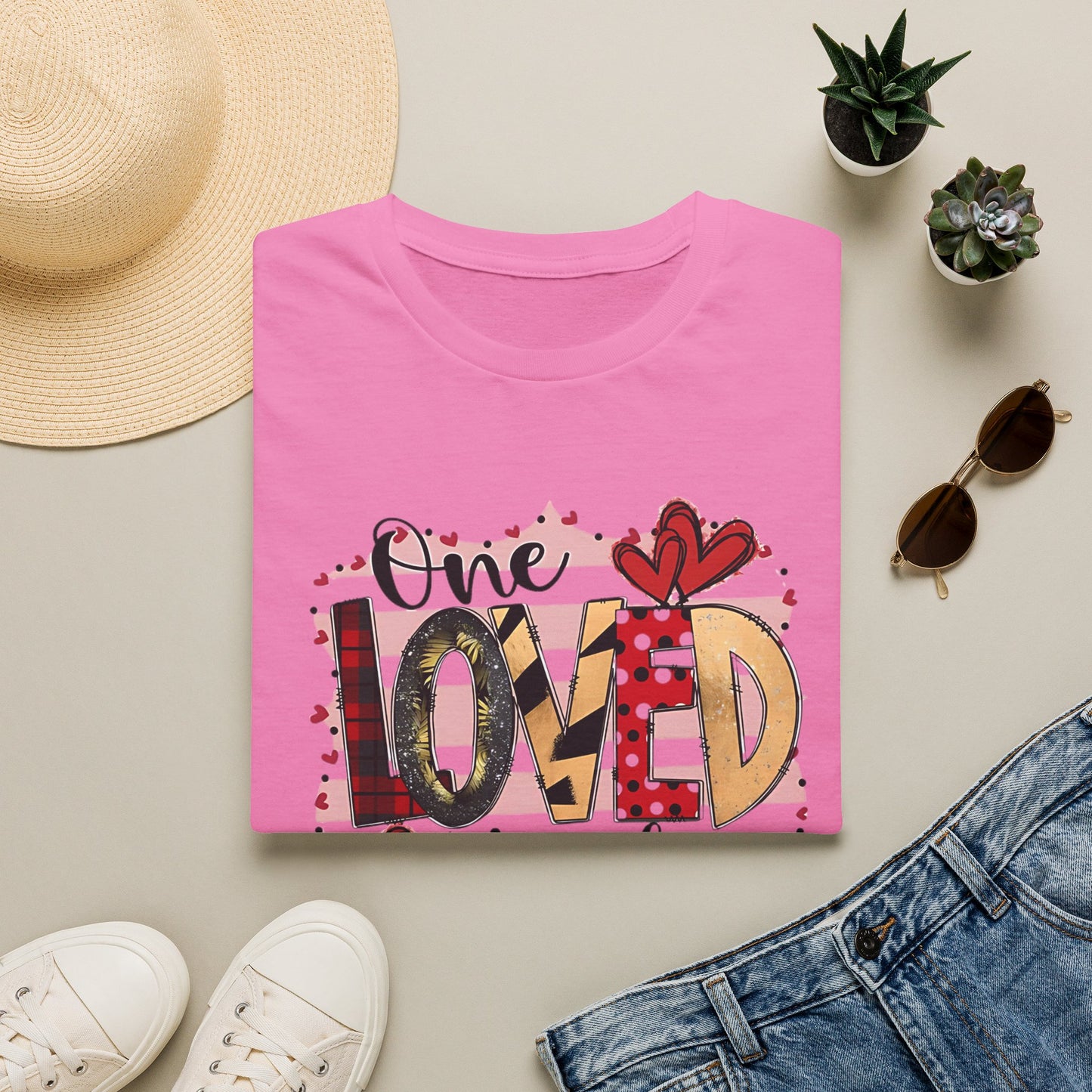 One Loved Teacher T-Shirt — Cute Plaid & Hearts Teacher Appreciation Tee