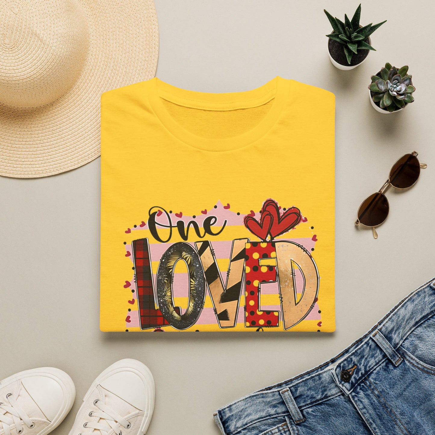 One Loved Teacher T-Shirt — Cute Plaid & Hearts Teacher Appreciation Tee