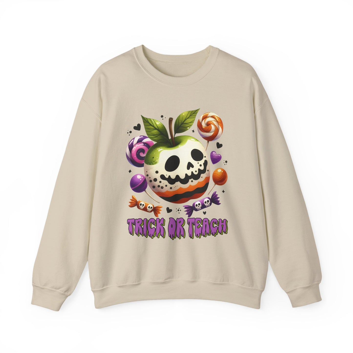 Trick or Teach Teacher Sweatshirt — Candy Apple “Trick or Treat” Crewneck