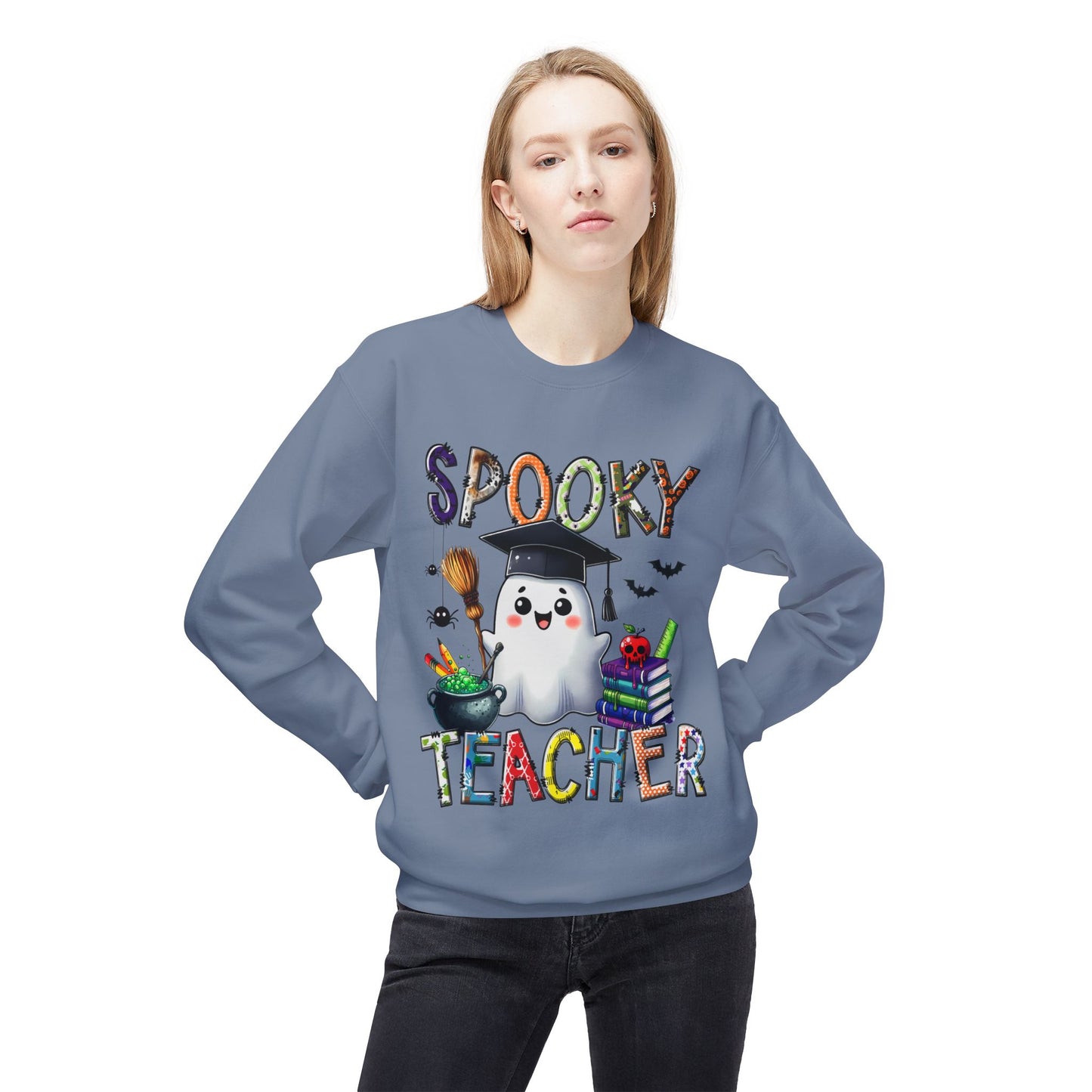 Spooky Teacher Sweatshirt – Halloween Ghost Teacher Crewneck