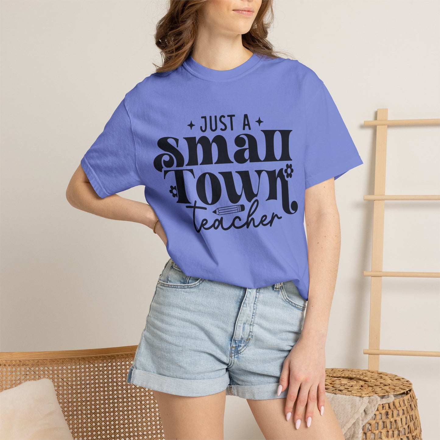 Just a Small Town Teacher T-Shirt — Retro Script Teacher Gift