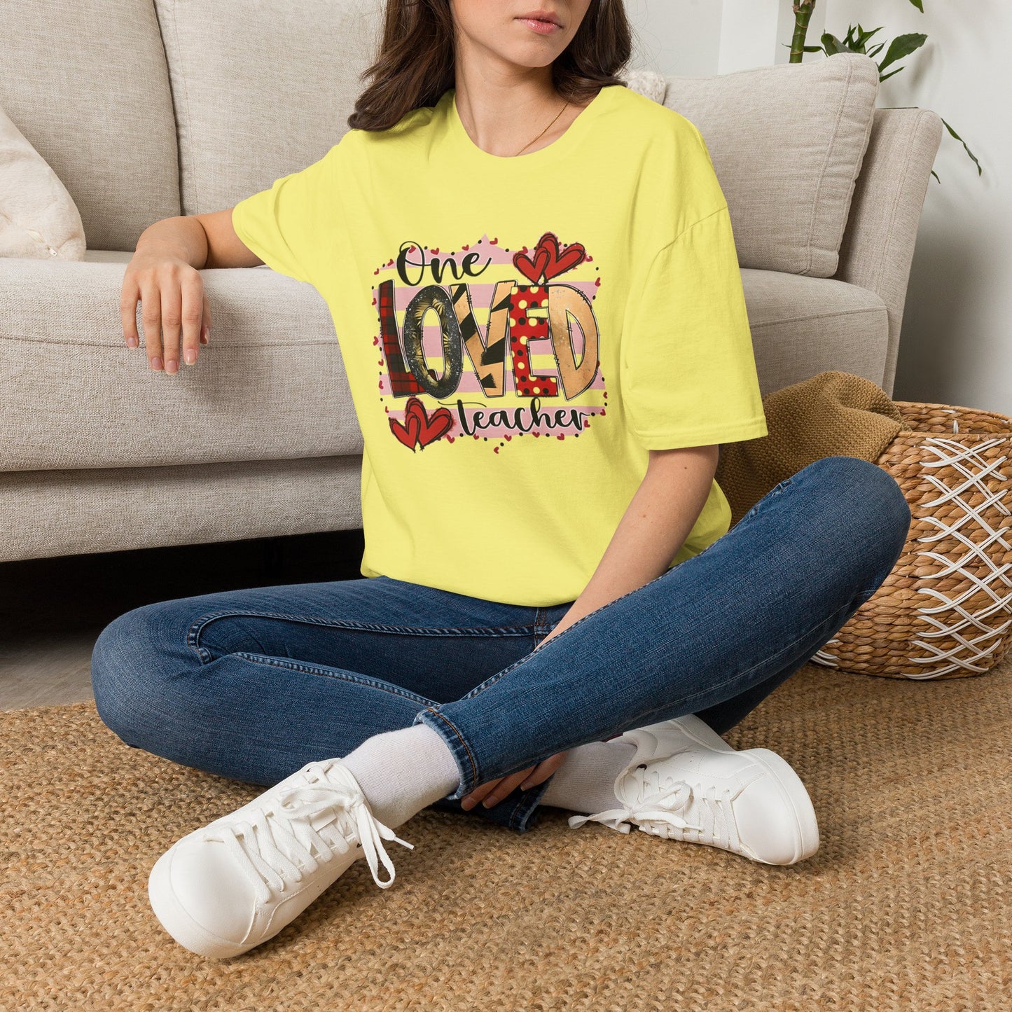 One Loved Teacher T-Shirt — Cute Plaid & Hearts Teacher Appreciation Tee
