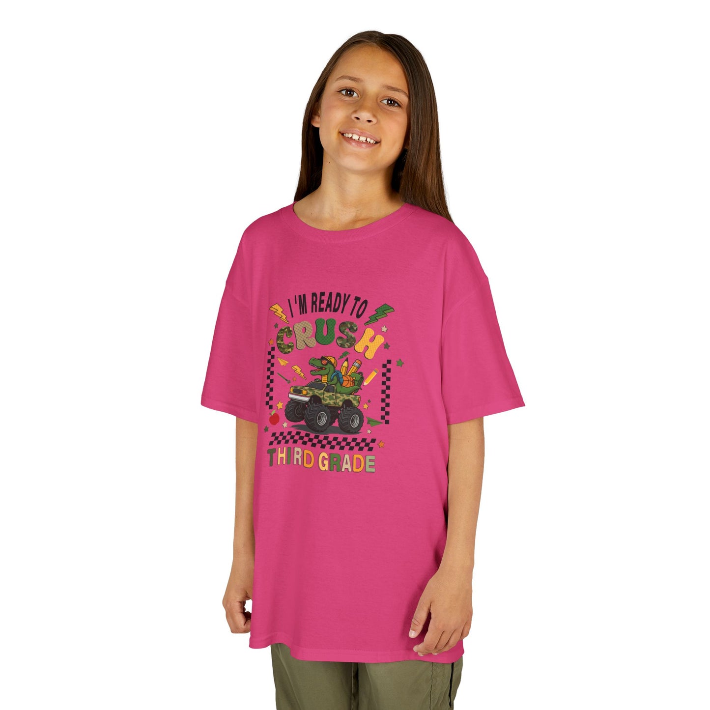 Kids Tee — “Ready to Crush Third Grade” Monster Truck Back-to-School Shirt