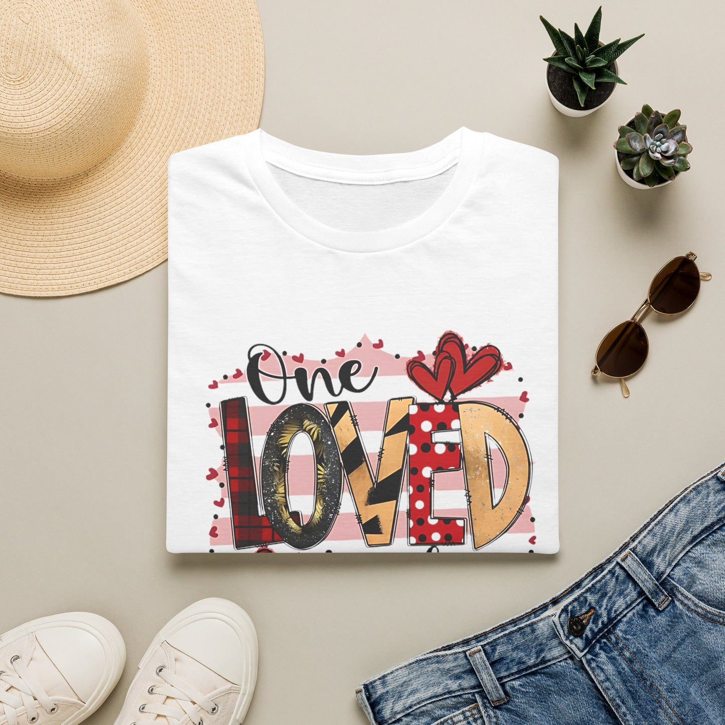 One Loved Teacher T-Shirt — Cute Plaid & Hearts Teacher Appreciation Tee