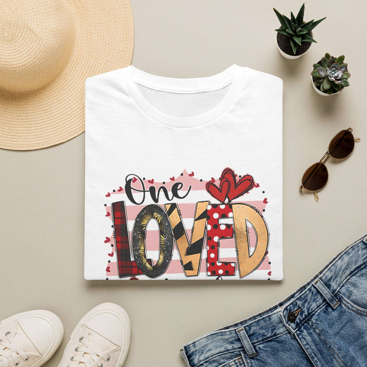 One Loved Teacher T-Shirt — Cute Plaid & Hearts Teacher Appreciation Tee