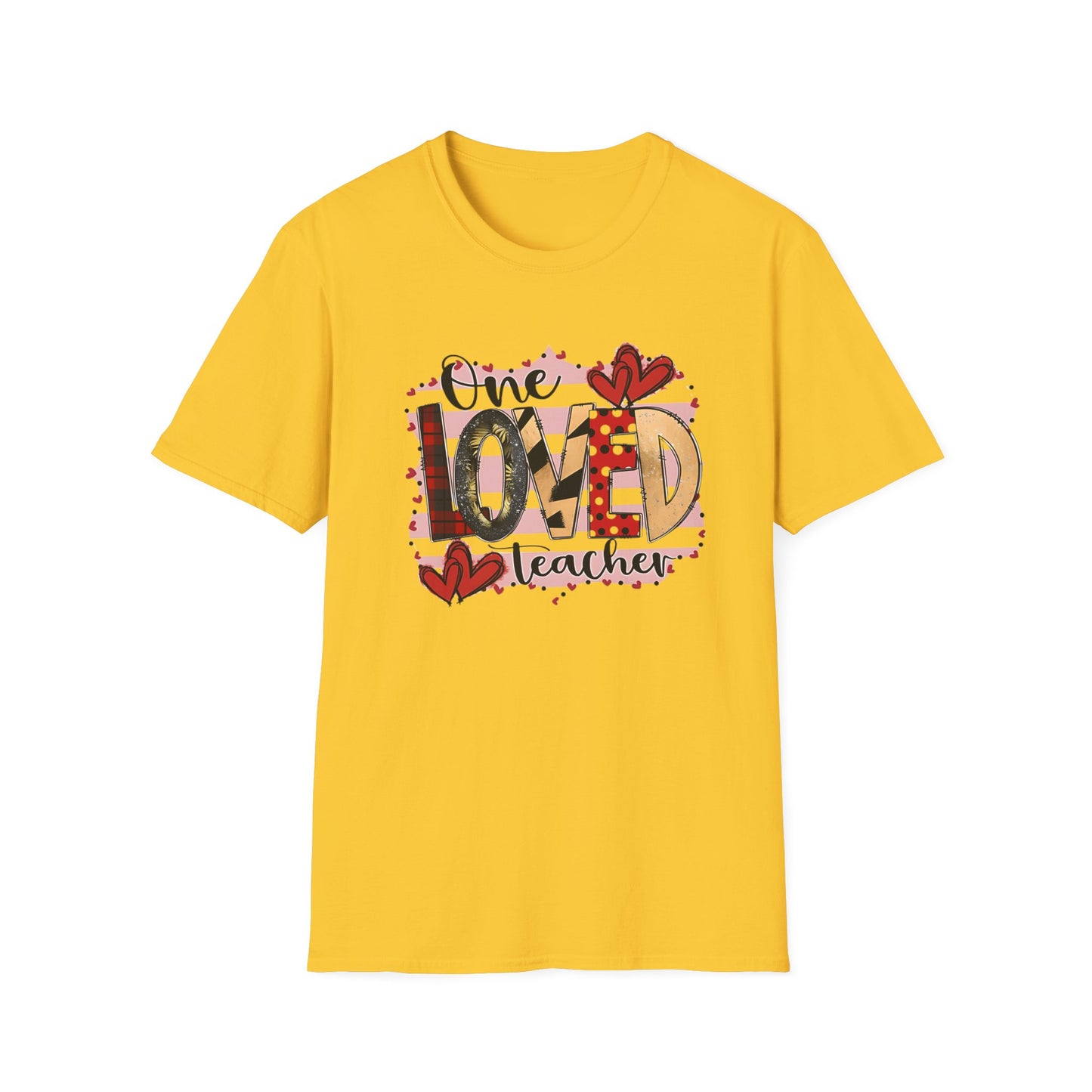 One Loved Teacher T-Shirt — Cute Plaid & Hearts Teacher Appreciation Tee
