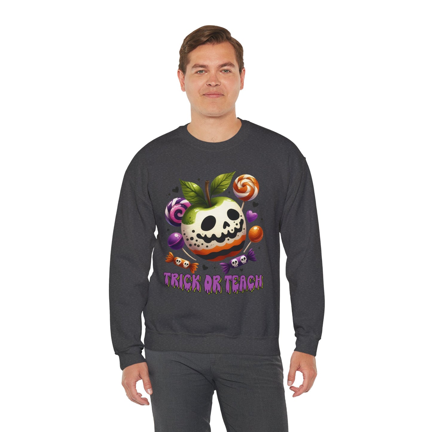 Trick or Teach Teacher Sweatshirt — Candy Apple “Trick or Treat” Crewneck