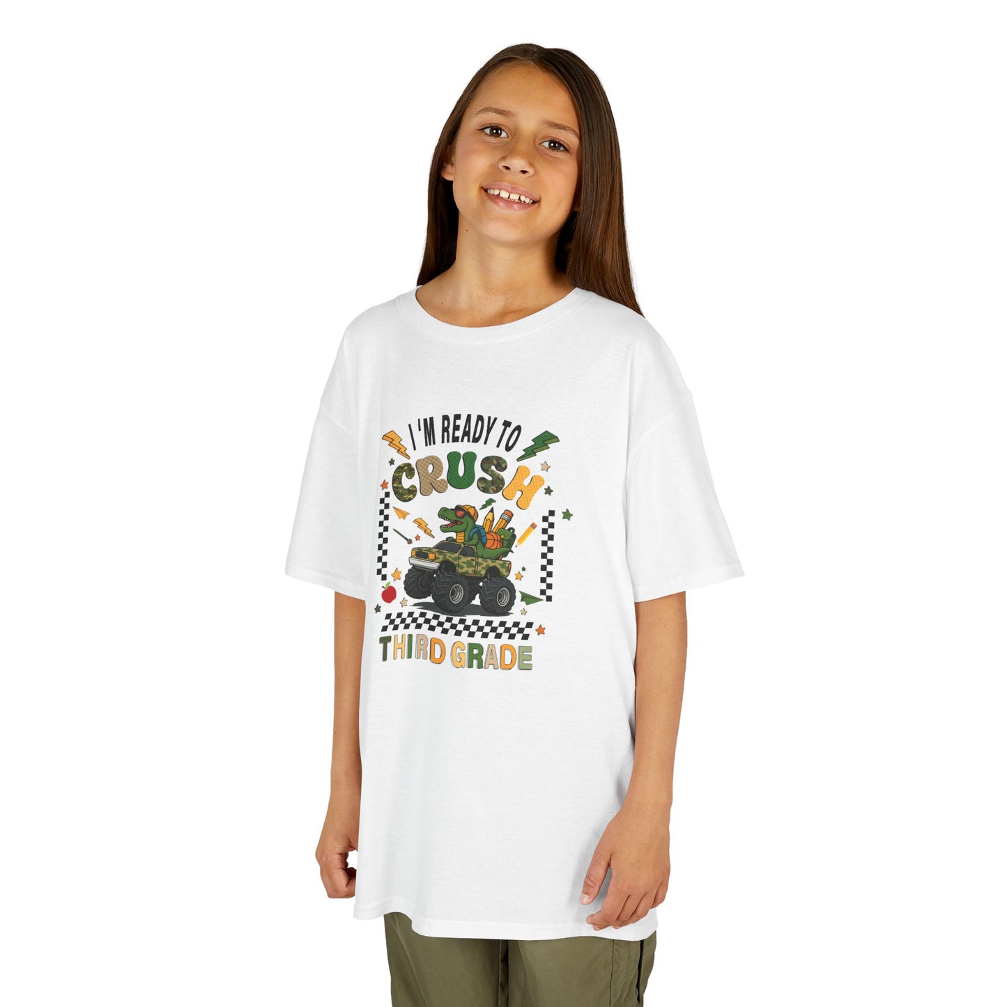 Kids Tee — “Ready to Crush Third Grade” Monster Truck Back-to-School Shirt