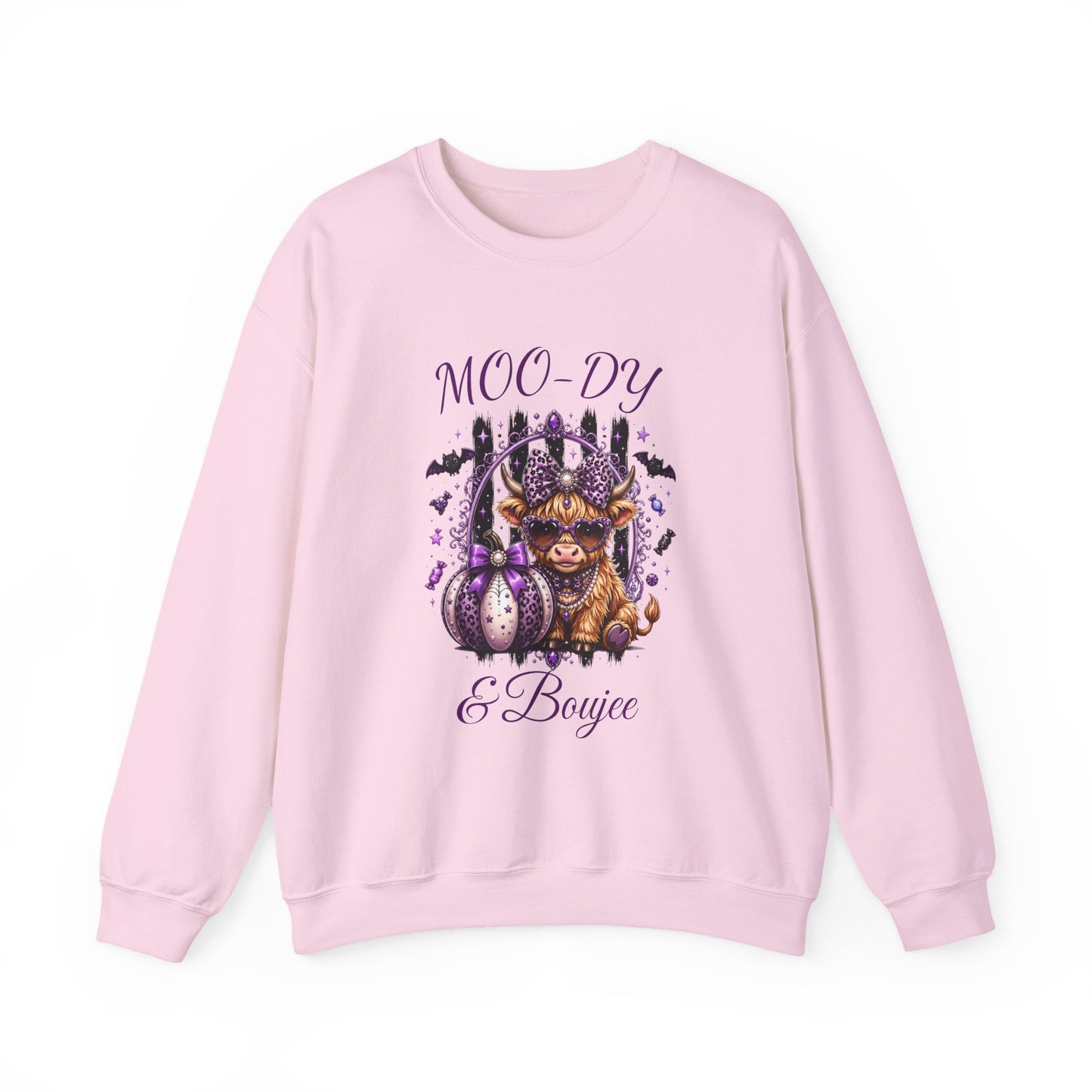 Halloween 'Moo-dy' Cow Crewneck Sweatshirt — Cute Spooky Cow Fall Pullover